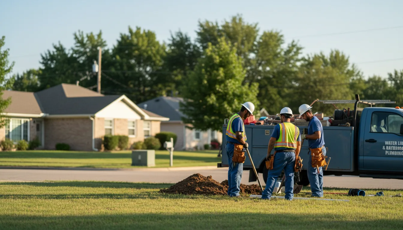 Residential water line and bathroom plumbing service in Okay, OK